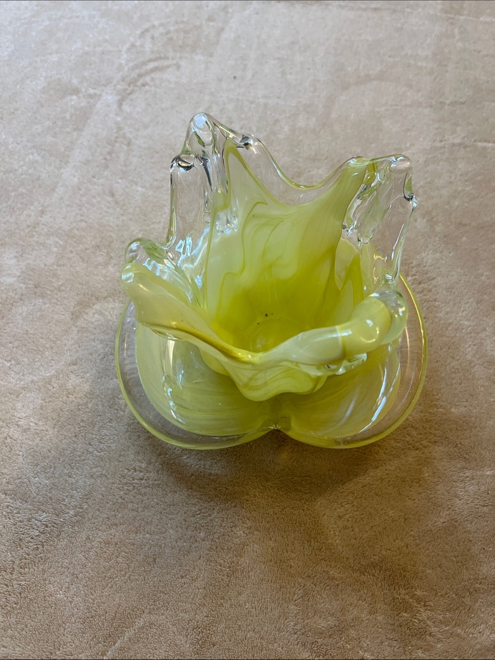 Handblown Glass Art Bowl in Yellow